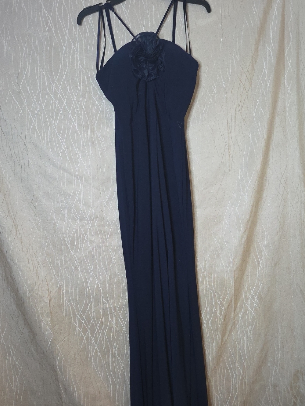 Xscape Navy Maxi Dress‎ with Rosette Detail